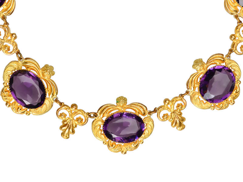 
                      
                        Georgian Amethyst Paste & Pinchbeck Necklace
                      
                    