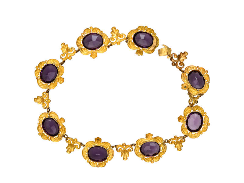 
                      
                        Georgian Amethyst Paste & Pinchbeck Necklace
                      
                    
