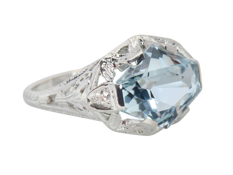 
                      
                        Vintage East West Set Fancy Aquamarine Ring
                      
                    