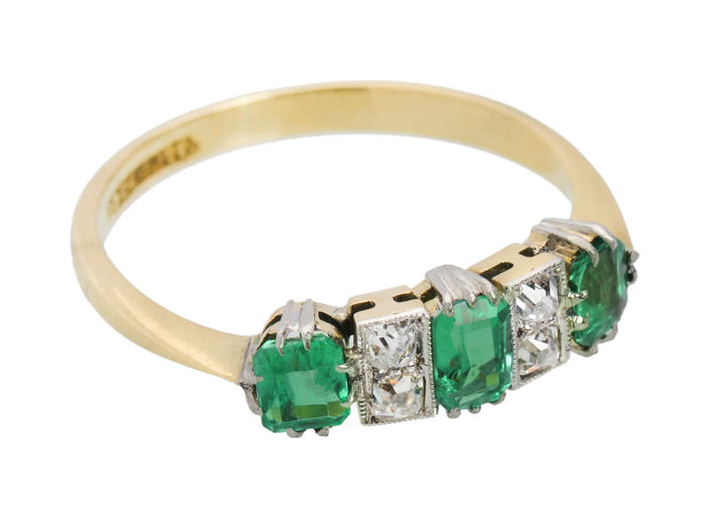 
                      
                        Antique Three Emerald Diamond Eternity Band
                      
                    