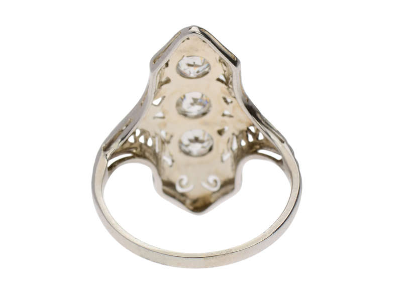 
                      
                        Daring Trio - Art Deco Diamond Filigree Trilogy Ring
                      
                    