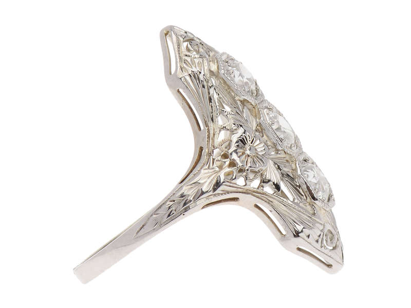
                      
                        Daring Trio - Art Deco Diamond Filigree Trilogy Ring
                      
                    