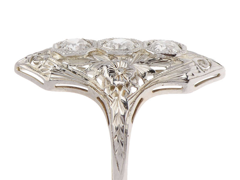 
                      
                        Daring Trio - Art Deco Diamond Filigree Trilogy Ring
                      
                    