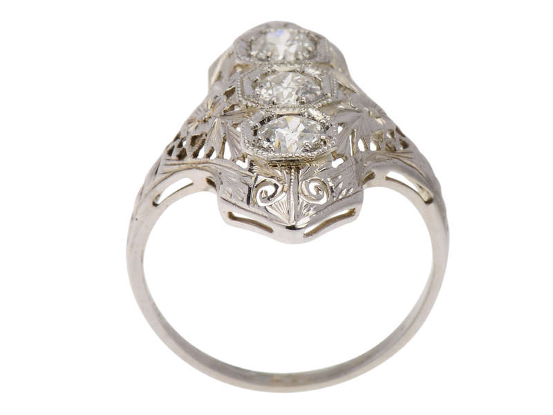 
                      
                        Daring Trio - Art Deco Diamond Filigree Trilogy Ring
                      
                    