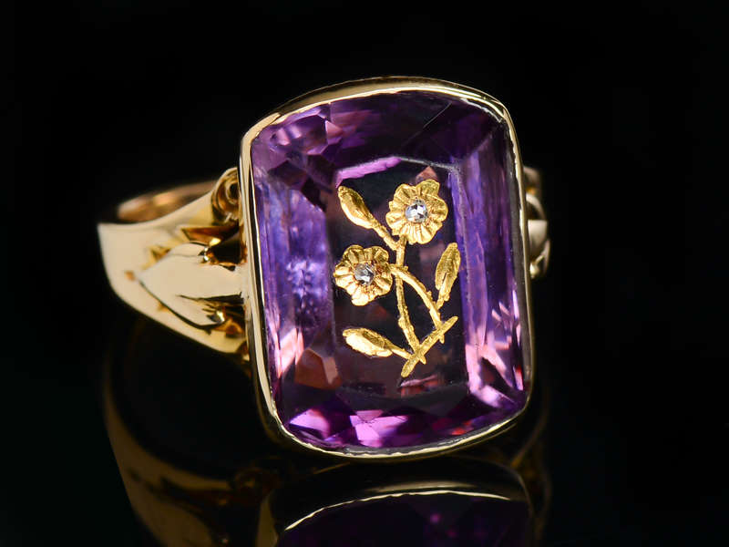 
                      
                        Rose of Sharon Amethyst Antique Ring
                      
                    