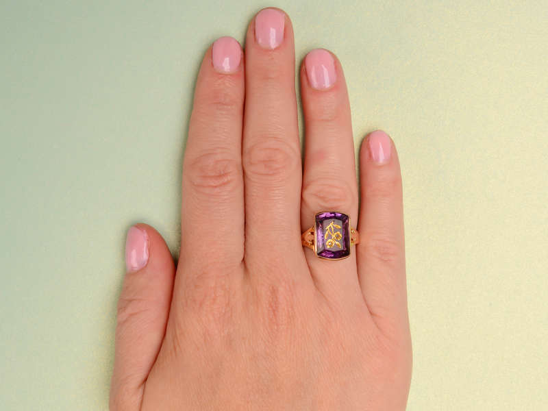 
                      
                        Rose of Sharon Amethyst Antique Ring
                      
                    