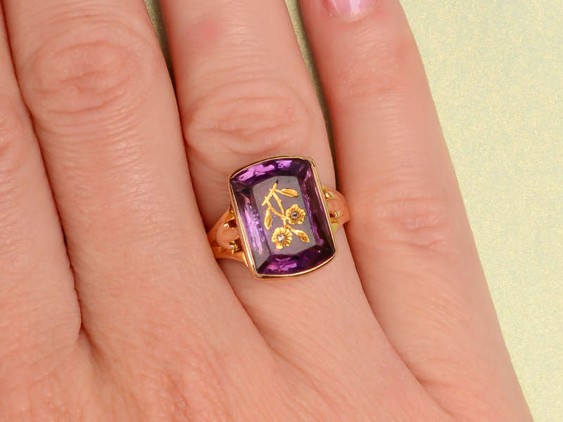 
                      
                        Rose of Sharon Amethyst Antique Ring
                      
                    