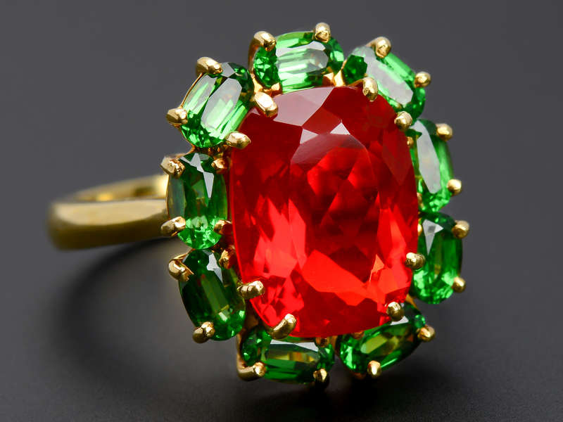 
                      
                        Firebrand - Fire Opal & Tsavorite Garnet Ring
                      
                    