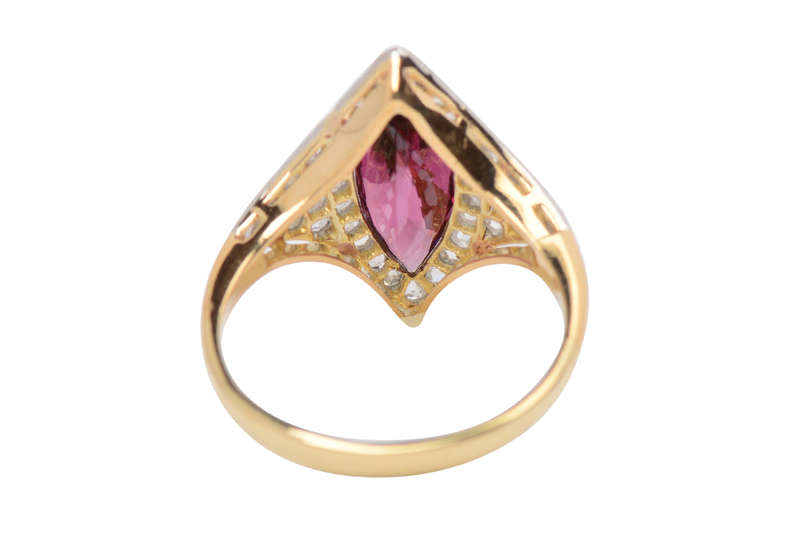 Rhodolite Garnet Rose Cut Diamond Ring