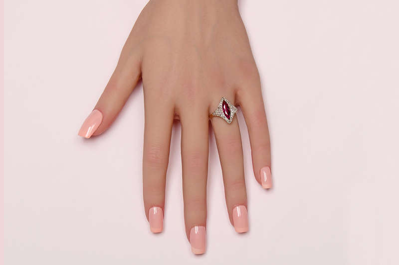 Rhodolite Garnet Rose Cut Diamond Ring