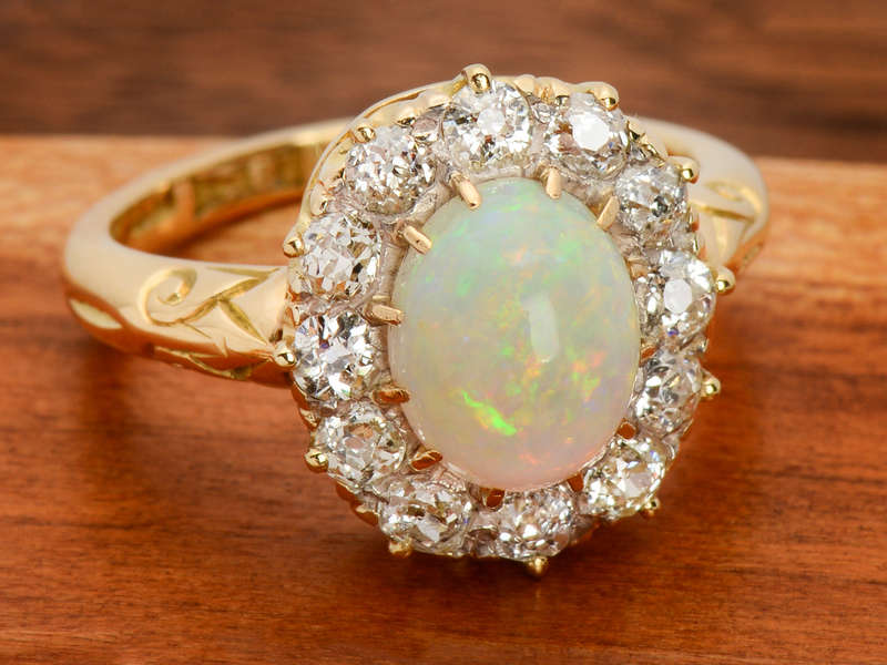 
                      
                        Light Show - Antique Opal Diamond Halo Ring
                      
                    