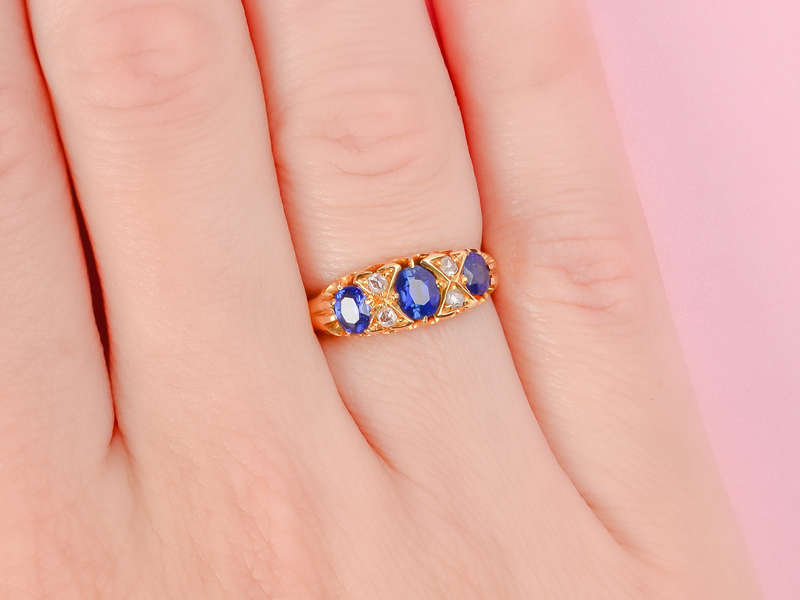 
                      
                        Antique Sapphire Diamond Trilogy Ring Dated 1901
                      
                    