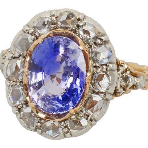 No Heat Color Change Lilac Sapphire Diamond Ring