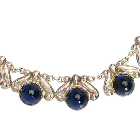 Los Castillo Sterling Silver Blue Glass Necklace & Earrings