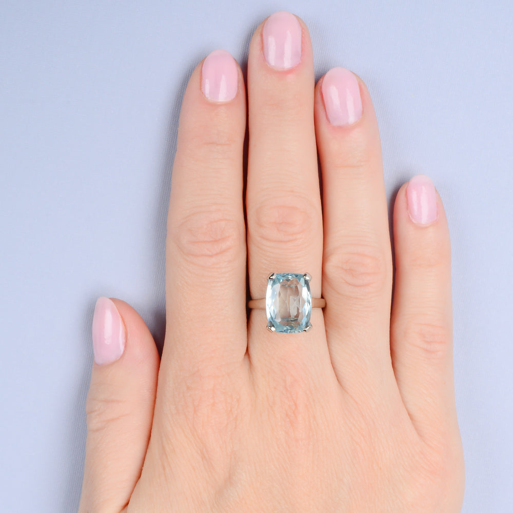 
                      
                        Serenity - Cushion Cut Aquamarine Vintage Ring
                      
                    