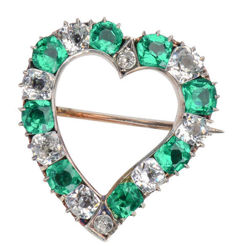 Antique Paste Witch's Heart Brooch