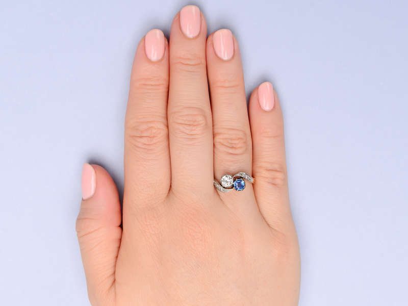 
                      
                        Moi et Toi Sapphire Diamond Crossover Ring
                      
                    