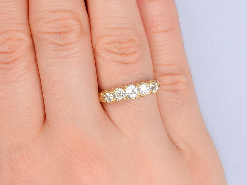 
                      
                        Carved Gold - Five Diamond Antique Ring
                      
                    