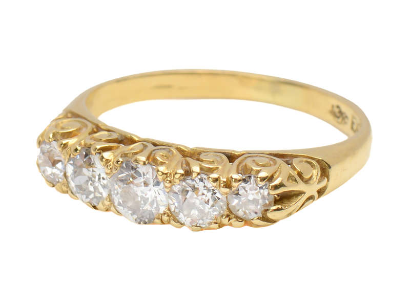 
                      
                        Carved Gold - Five Diamond Antique Ring
                      
                    