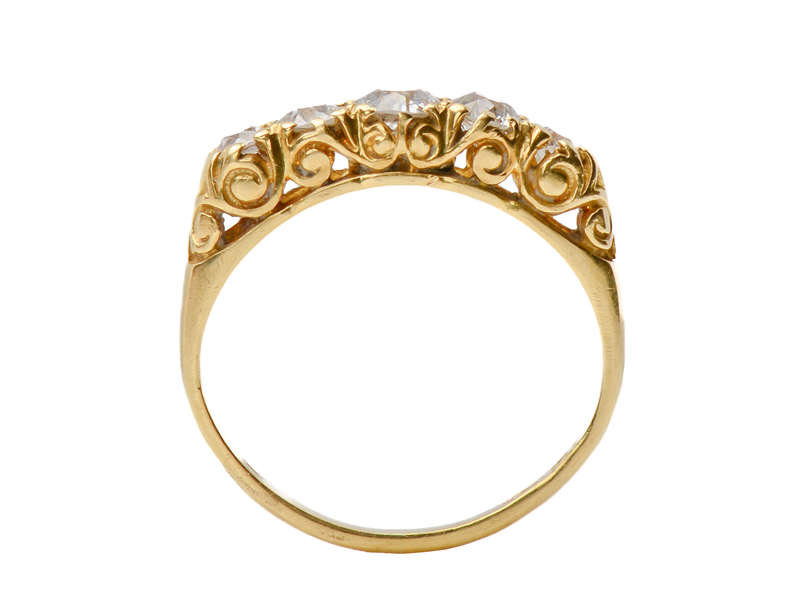 
                      
                        Carved Gold - Five Diamond Antique Ring
                      
                    