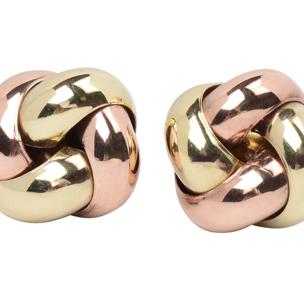 Italian Lover's Knot Three Color Gold Earrings