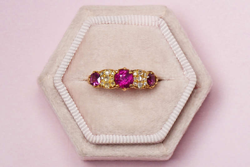 Antique Ruby Rose Cut Diamond Ring