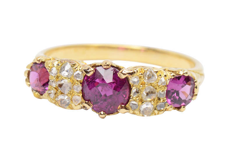 Antique Ruby Rose Cut Diamond Ring