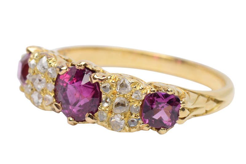 Antique Ruby Rose Cut Diamond Ring