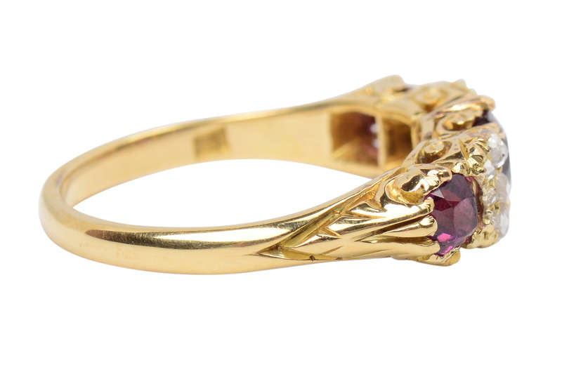 Antique Ruby Rose Cut Diamond Ring