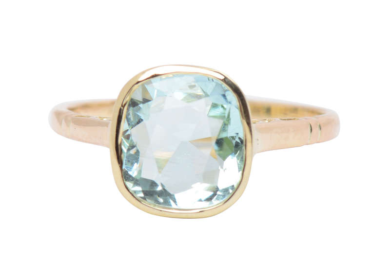 Purity - Art Deco Cushion Cut Aquamarine Ring