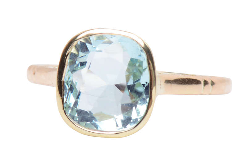 Purity - Art Deco Cushion Cut Aquamarine Ring
