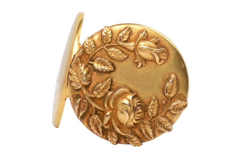 Antique Rose Motif 14k Photo Locket
