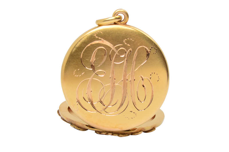 Antique Rose Motif 14k Photo Locket