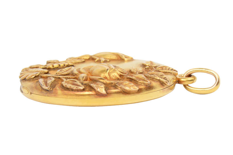 Antique Rose Motif 14k Photo Locket