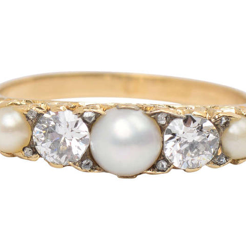 Natural Saltwater Pearl Diamond Ring