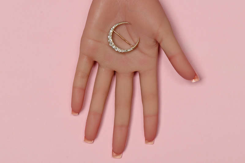 Moon Beams - Victorian Diamond Crescent Brooch