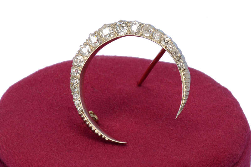 Moon Beams - Victorian Diamond Crescent Brooch