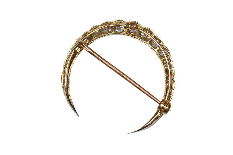 Moon Beams - Victorian Diamond Crescent Brooch