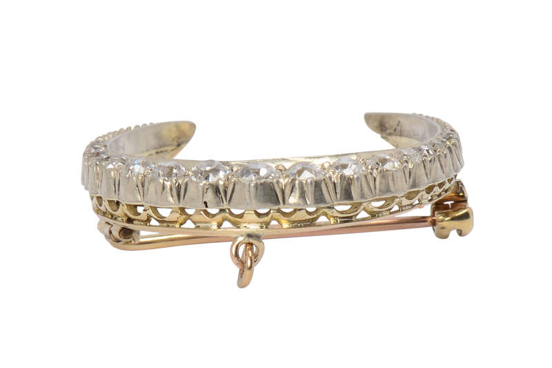 Moon Beams - Victorian Diamond Crescent Brooch