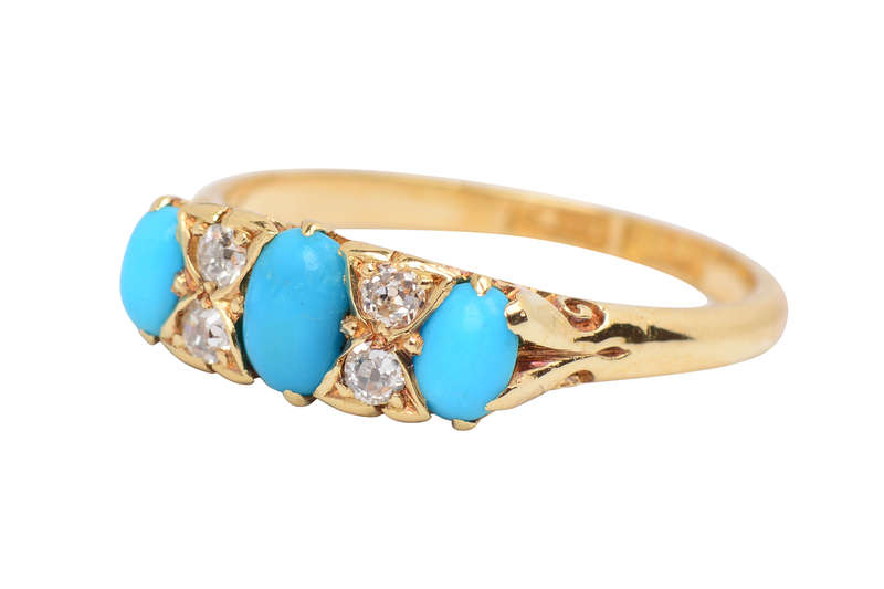 
                      
                        Turquoise Timeless - Antique Three Stone Ring
                      
                    