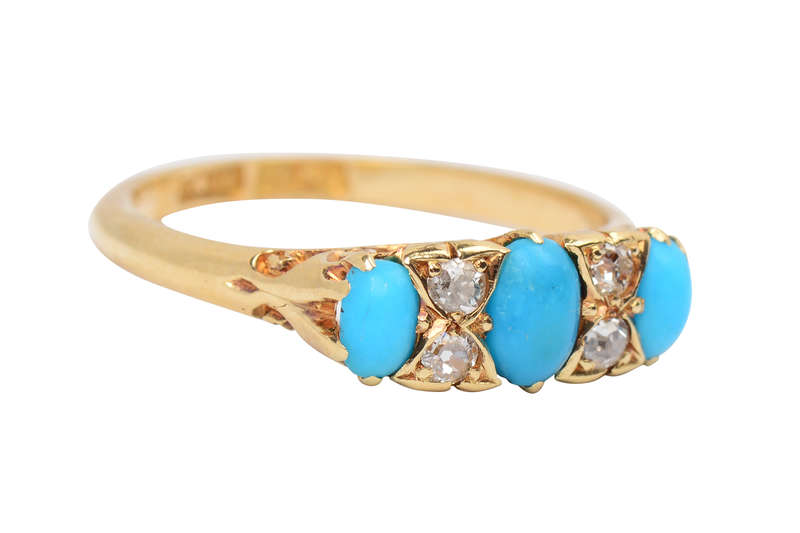 
                      
                        Turquoise Timeless - Antique Three Stone Ring
                      
                    