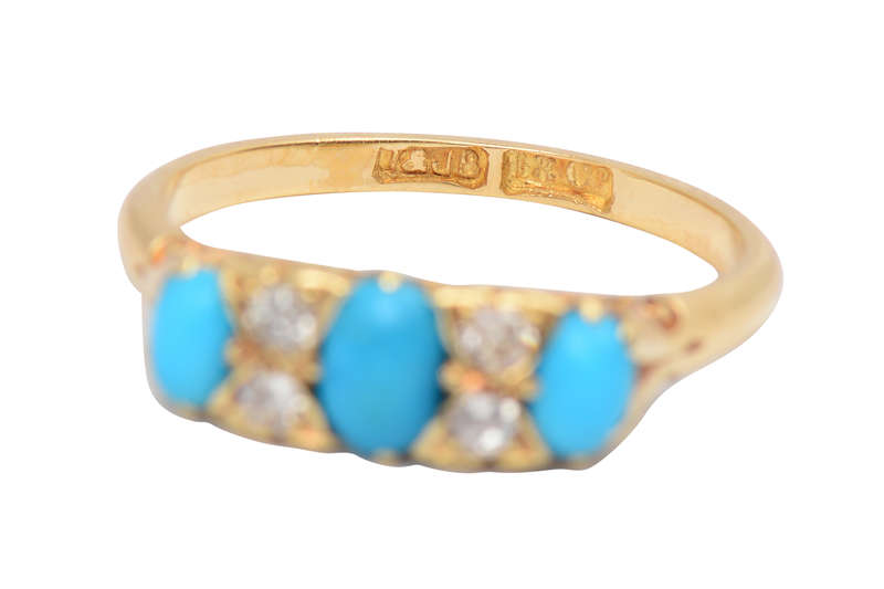 
                      
                        Turquoise Timeless - Antique Three Stone Ring
                      
                    