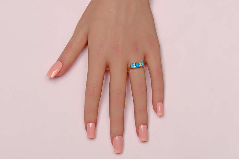 
                      
                        Turquoise Timeless - Antique Three Stone Ring
                      
                    