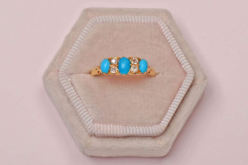 
                      
                        Turquoise Timeless - Antique Three Stone Ring
                      
                    
