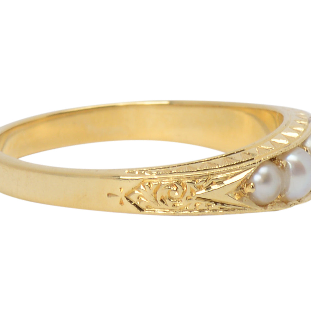 
                      
                        Natural Saltwater Five Pearl 18k Gold Ring
                      
                    