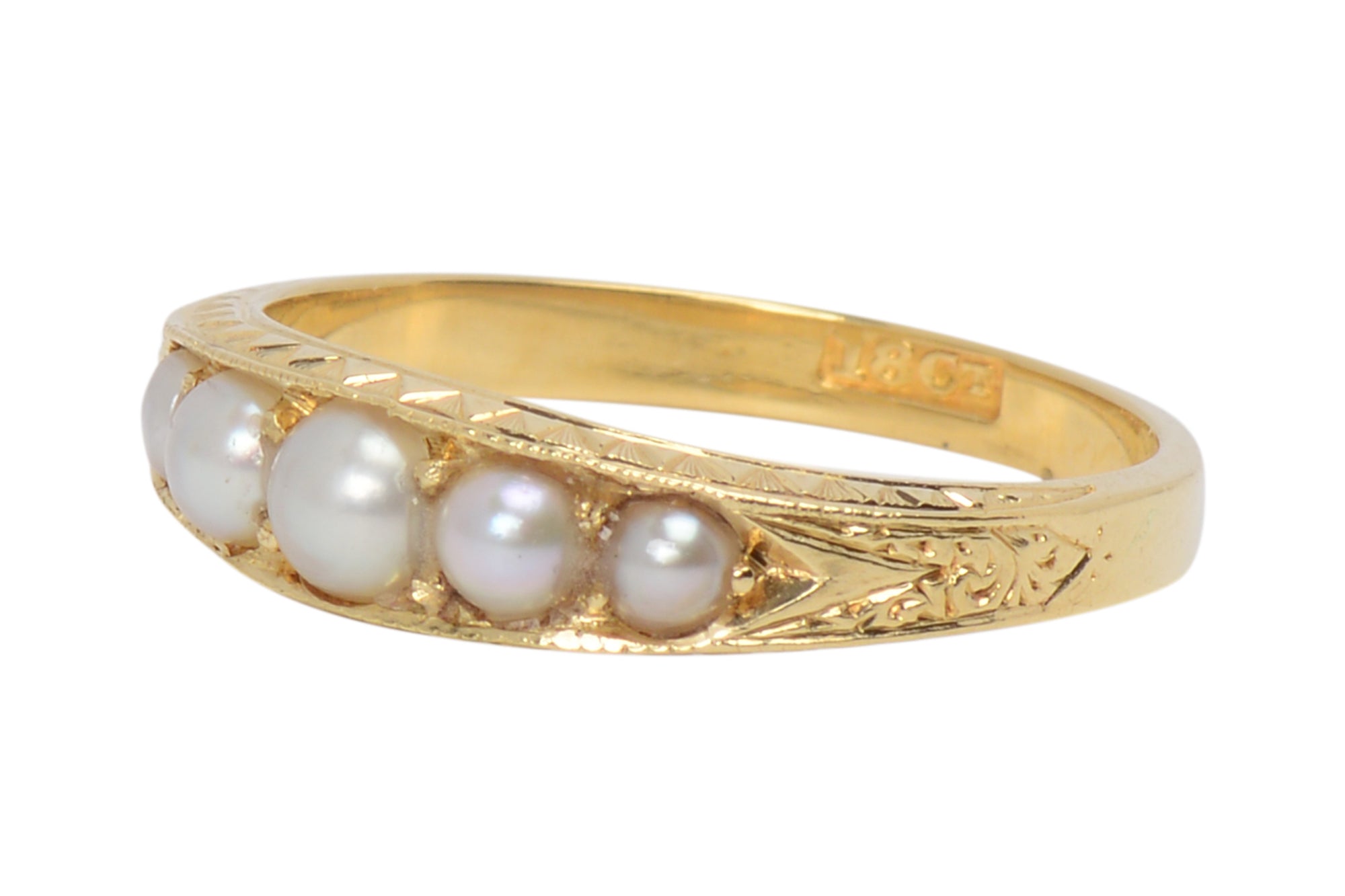 Natural Saltwater Five Pearl 18k Gold Ring – The Three Graces