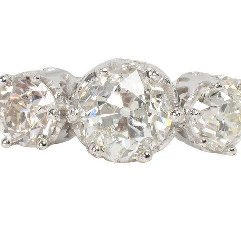 Three Stone Old European Diamond Ring 4.24 C