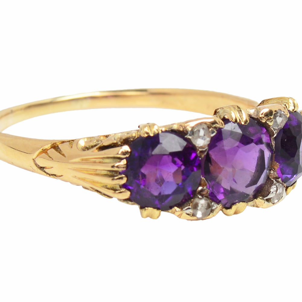 
                      
                        Depth of Feeling - Three Amethyst Antique Ring
                      
                    