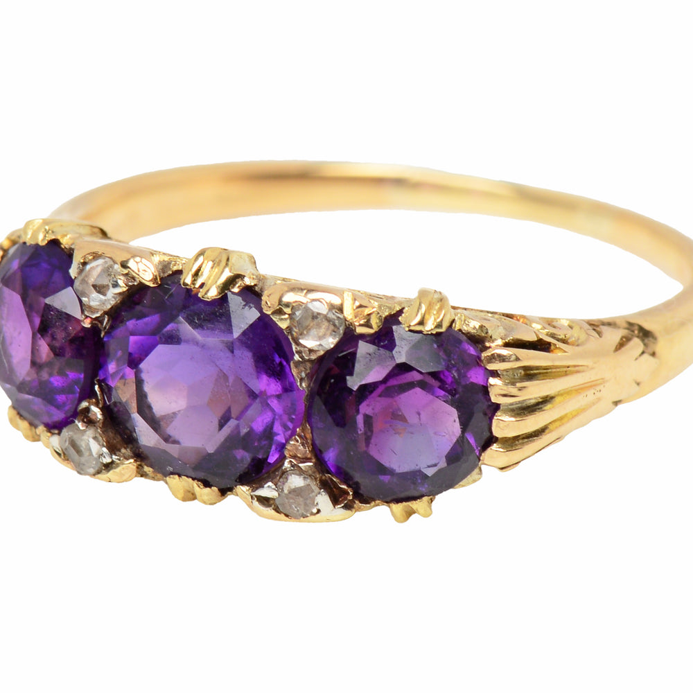 
                      
                        Depth of Feeling - Three Amethyst Antique Ring
                      
                    