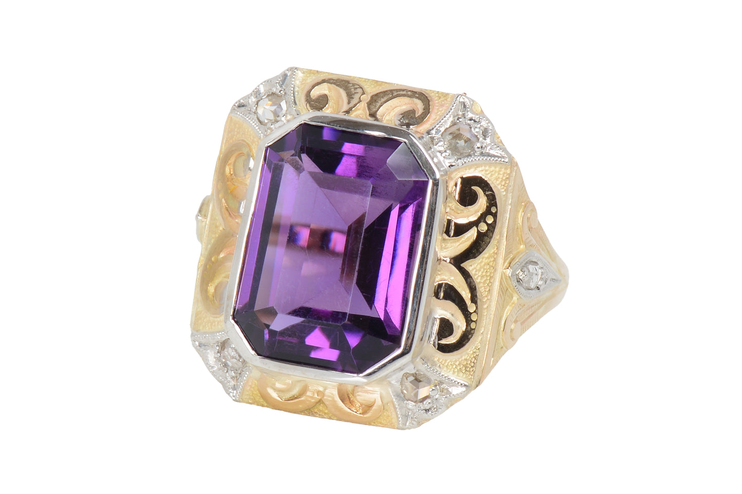 Flamenco Inspired Amethyst Diamond Ring